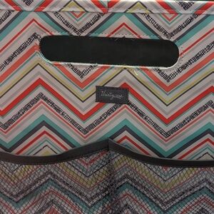 Thirty-One Chevron Vertical File Tote in Coral, Teal & Gray